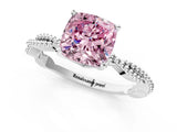 White gold Fancy Pink Cushion  Solitaire Twisted Band with Bead Prong Setting_274