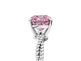 White gold Fancy Pink Cushion  Solitaire Twisted Band with Bead Prong Setting_278
