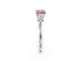 White gold Fancy Pink Cushion  Solitaire Twisted Band with Bead Prong Setting_280