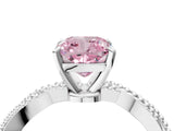 White gold Fancy Pink Cushion  Solitaire Twisted Band with Bead Prong Setting_282
