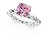 White gold Fancy Pink Cushion  Solitaire Twisted Band with Pavé Accents and Four-Prong Setting_4