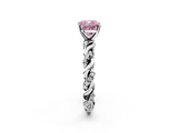 White gold Fancy Pink Cushion  Solitaire Twisted Band with Pavé Accents and Four-Prong Setting_5