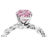 White gold Fancy Pink Cushion  Solitaire Twisted Band with Pavé Accents and Four-Prong Setting_7