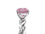White gold Fancy Pink Cushion  Solitaire Twisted Band with Pavé Accents and Four-Prong Setting_8