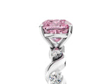 White gold Fancy Pink Cushion  Solitaire Twisted Band with Prong Setting