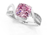 White gold Fancy Pink Cushion  Solitaire Twisted Band with Prong Setting_4