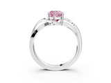 White gold Fancy Pink Cushion  Solitaire Twisted Band with Prong Setting_6