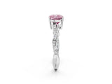 White gold Fancy Pink Cushion  Solitaire Twisted Pave Diamond Ring with Four-Prong Setting_142