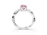 White gold Fancy Pink Cushion  Solitaire Twisted Pave Diamond Ring with Four-Prong Setting_143