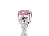 White gold Fancy Pink Cushion  Solitaire Twisted Pave Diamond Ring with Four-Prong Setting_145