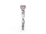 White gold Fancy Pink Cushion  Solitaire Vine Band with Milgrain Prong Setting_5