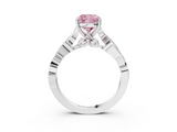 White gold Fancy Pink Cushion  Solitaire Vine Band with Milgrain Prong Setting_6