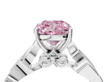 White gold Fancy Pink Cushion  Solitaire Vine Band with Milgrain Prong Setting_7