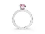 White gold Fancy Pink Cushion  Solitaire with Pavé Band and Four-Prong Setting_322