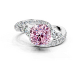 White gold Fancy Pink Cushion  Solitaire with Pavé Twist Band and Four-Prong Setting_59