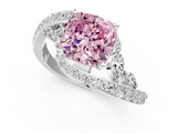 White gold Fancy Pink Cushion  Solitaire with Pavé Twist Band and Four-Prong Setting_60