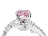 White gold Fancy Pink Cushion  Solitaire with Pavé Twist Band and Four-Prong Setting_63