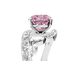 White gold Fancy Pink Cushion  Solitaire with Pavé Twist Band and Four-Prong Setting_64
