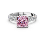White gold Fancy Pink Cushion  Solitaire with Pave Band and Four-Prong Setting_3