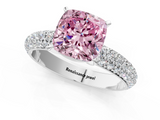 White gold Fancy Pink Cushion  Solitaire with Pave Band and Four-Prong Setting_4