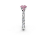 White gold Fancy Pink Cushion  Solitaire with Pave Band and Four-Prong Setting_5