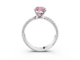 White gold Fancy Pink Cushion  Solitaire with Pave Band and Four-Prong Setting_6