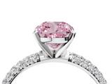 White gold Fancy Pink Cushion  Solitaire with Pave Band and Four-Prong Setting_7