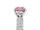 White gold Fancy Pink Cushion  Solitaire with Pave Band and Four-Prong Setting_8