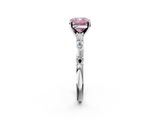 White gold Fancy Pink Cushion  Solitaire with Side Baguettes and Channel Set Band_66