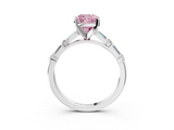 White gold Fancy Pink Cushion  Solitaire with Side Baguettes and Channel Set Band_67