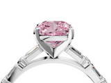 White gold Fancy Pink Cushion  Solitaire with Side Baguettes and Channel Set Band_68