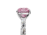 White gold Fancy Pink Cushion  Solitaire with Side Baguettes and Channel Set Band_69