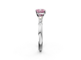 White gold Fancy Pink Cushion  Solitaire with Tapered Baguette Side Stones on a Classic Band with Four-Prong Setting_110