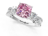 White gold Fancy Pink Cushion  Three-Stone Diamond Ring with Pavé Split Shank and Four-Prong Setting_46