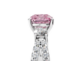 White gold Fancy Pink Cushion  Three-Stone Diamond Ring with Pavé Split Shank and Four-Prong Setting_50