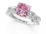 White gold Fancy Pink Cushion  Three-Stone Diamond Ring with Pavé Split Shank and Four-Prong Setting_52