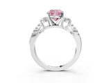 White gold Fancy Pink Cushion  Three-Stone Diamond Ring with Pavé Split Shank and Four-Prong Setting_55
