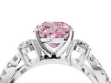 White gold Fancy Pink Cushion  Three-Stone Diamond Ring with Pavé Split Shank and Four-Prong Setting_63