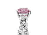 White gold Fancy Pink Cushion  Three-Stone Diamond Ring with Pavé Split Shank and Four-Prong Setting_64
