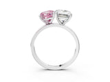White gold Fancy Pink Cushion  and Emerald Cut Toi Moi Ring with Prong Setting_49