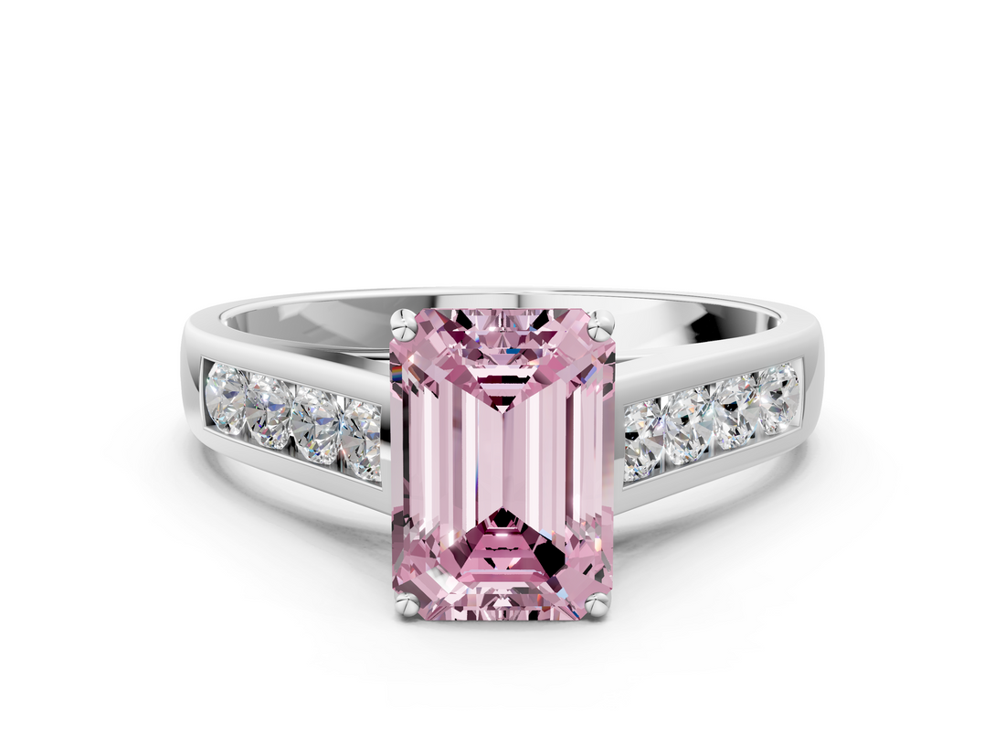 White gold Fancy Pink Emerald  Brilliant Channel-Set Solitaire Ring with Four-Prong Setting_20