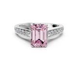 White gold Fancy Pink Emerald  Brilliant Cut Diamond Engagement Ring with Pavé Band and Four-Prong Setting_49