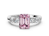 White gold Fancy Pink Emerald  Brilliant Cut Diamond Five-Stone Prong Set Engagement Ring with Channel Band_3