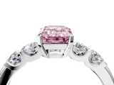 White gold Fancy Pink Emerald  Brilliant Cut Diamond Five-Stone Prong Set Engagement Ring with Channel Band_7