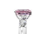 White gold Fancy Pink Emerald  Brilliant Cut Diamond Five-Stone Prong Set Engagement Ring with Channel Band_8