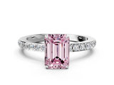 White gold Fancy Pink Emerald  Brilliant Pavé Band Solitaire with Four-Prong Setting_53