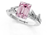 White gold Fancy Pink Emerald  Brilliant Solitaire with Leaf Motif Band and Four-Prong Setting_63