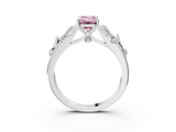 White gold Fancy Pink Emerald  Brilliant Solitaire with Leaf Motif Band and Four-Prong Setting_65