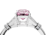 White gold Fancy Pink Emerald  Brilliant Solitaire with Pave Band and Four-Prong Setting_24