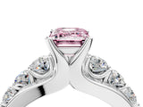 White gold Fancy Pink Emerald  Brilliant Solitaire with Side Stones on a Pave Band and Four-Prong Setting_40
